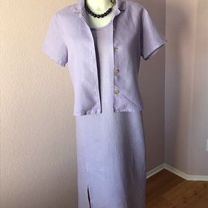Beautiful Lavender 100% Linen Dress with Jacket